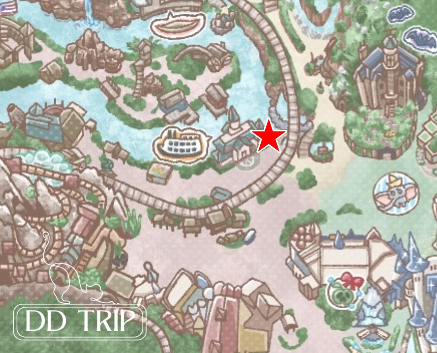 ディズニーランドのベンチマップ（マークトウェイン号降り場）
