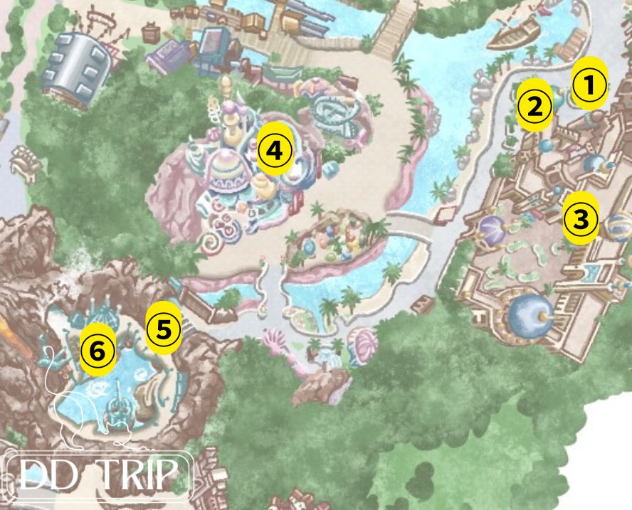 ディズニーシー食べ歩きマップ（アラビアンコースト・マーメイドラグーン・ミステリアスアイランド）
