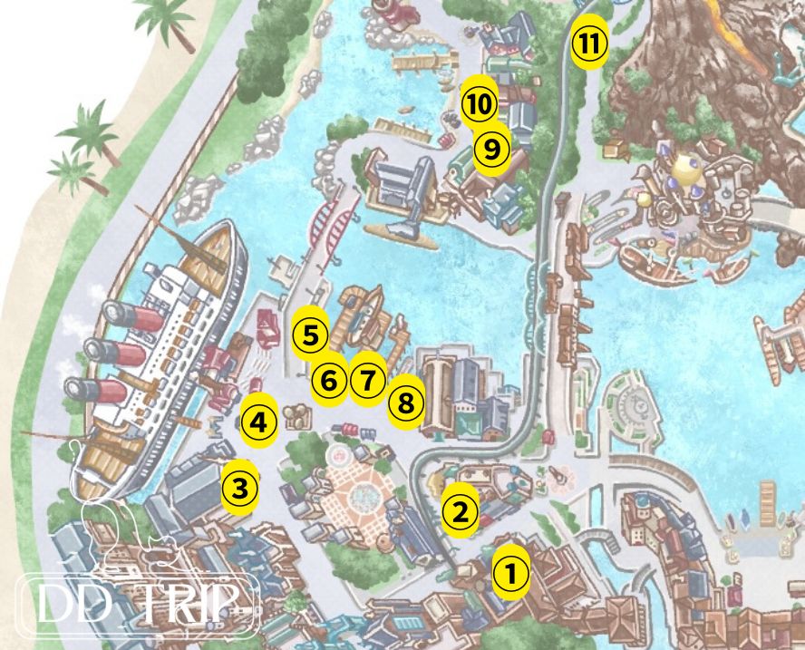 ディズニーシー食べ歩きマップ（アメリカンウォーターフロント）