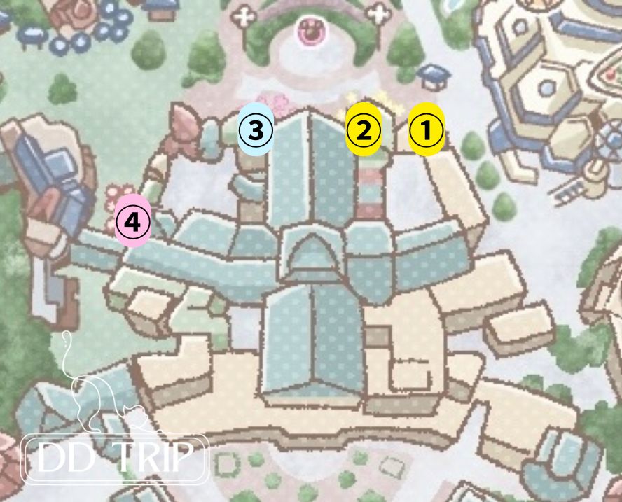 ディズニーランドのフリードリンク対象店舗マップ（ワールドバザール）