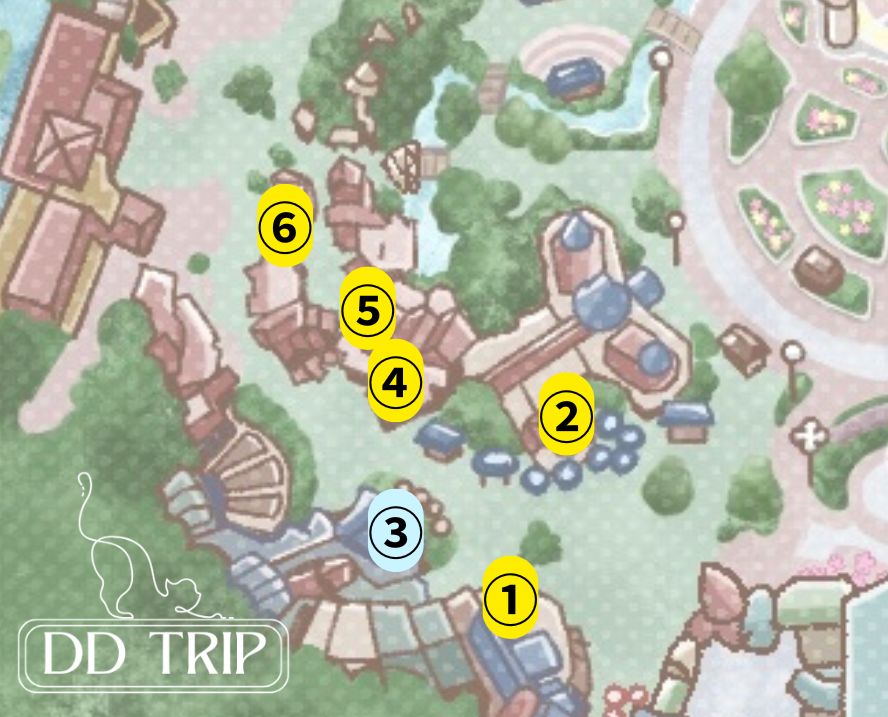 ディズニーランドのフリードリンク対象店舗マップ（アドベンチャーランド）