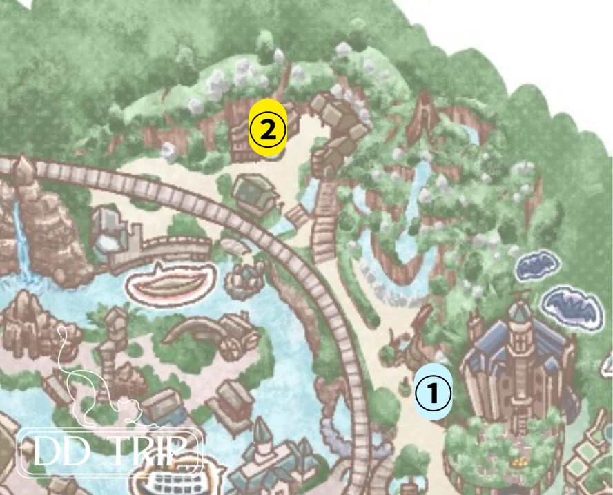 ディズニーランドのフリードリンク対象店舗マップ（クリッターカントリー）