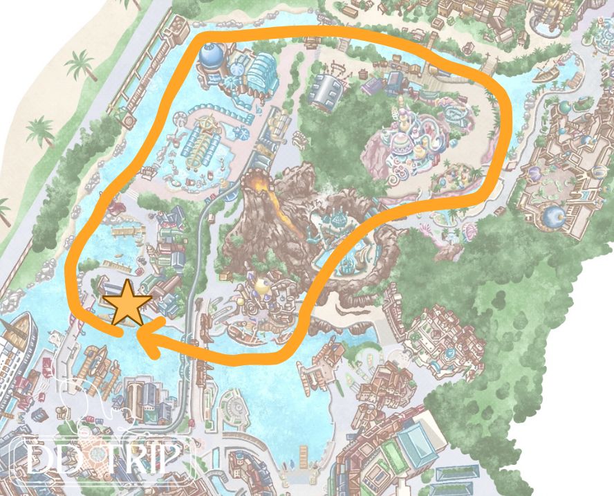 トランジットスチーマーラインのコース(アメフロ発着)