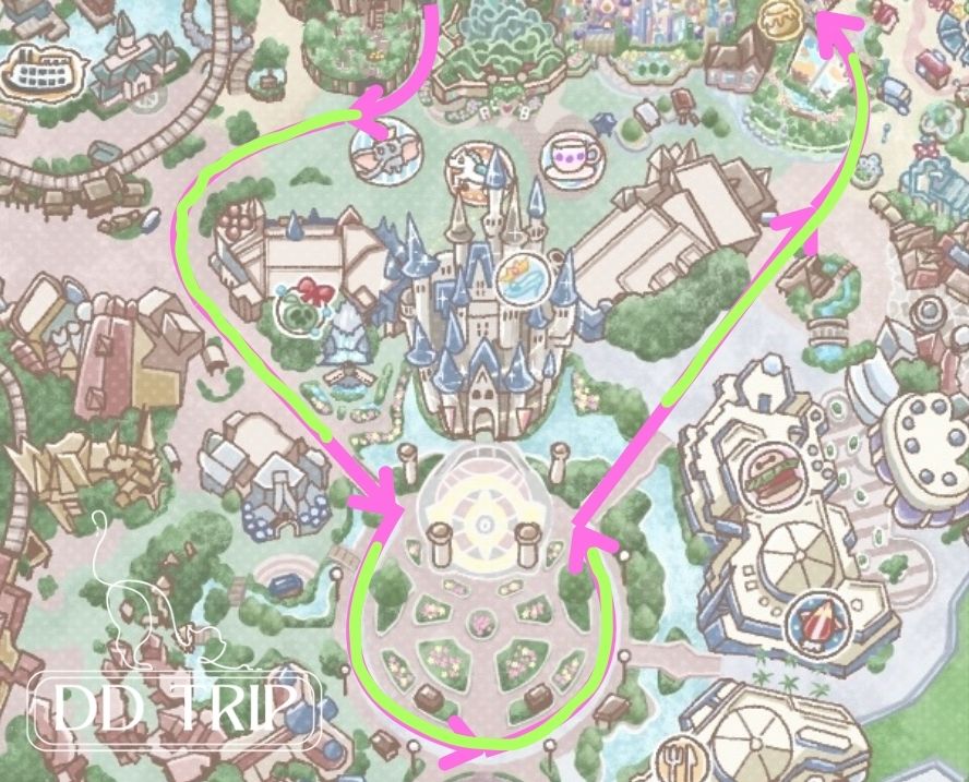 ディズニーランドのパレードルート全体