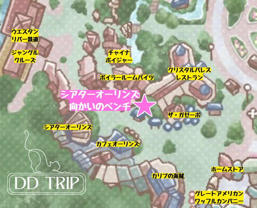 シアターオーリンズ向かいのベンチマップ