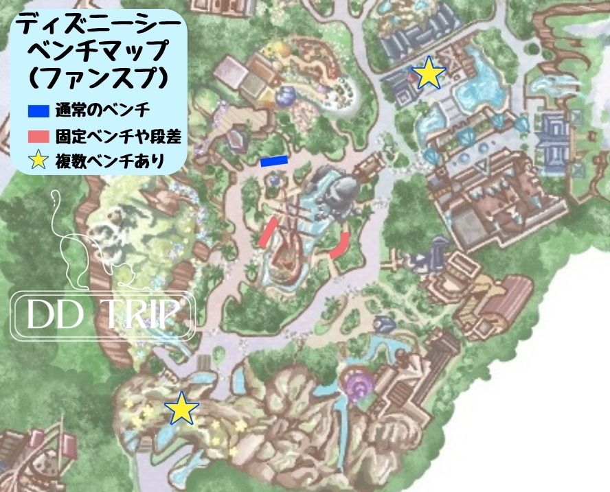 ディズニーシーベンチマップ(ファンタジースプリングス)