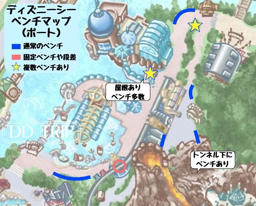 ディズニーシーベンチマップ(ポートディスカバリー)