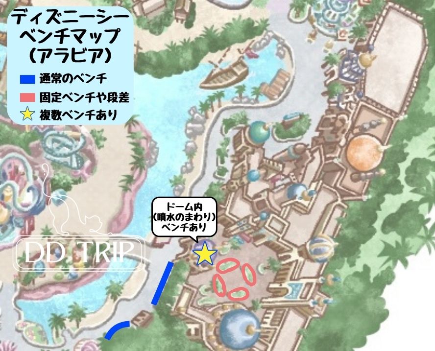 ディズニーシーベンチマップ(アラビアンコースト)