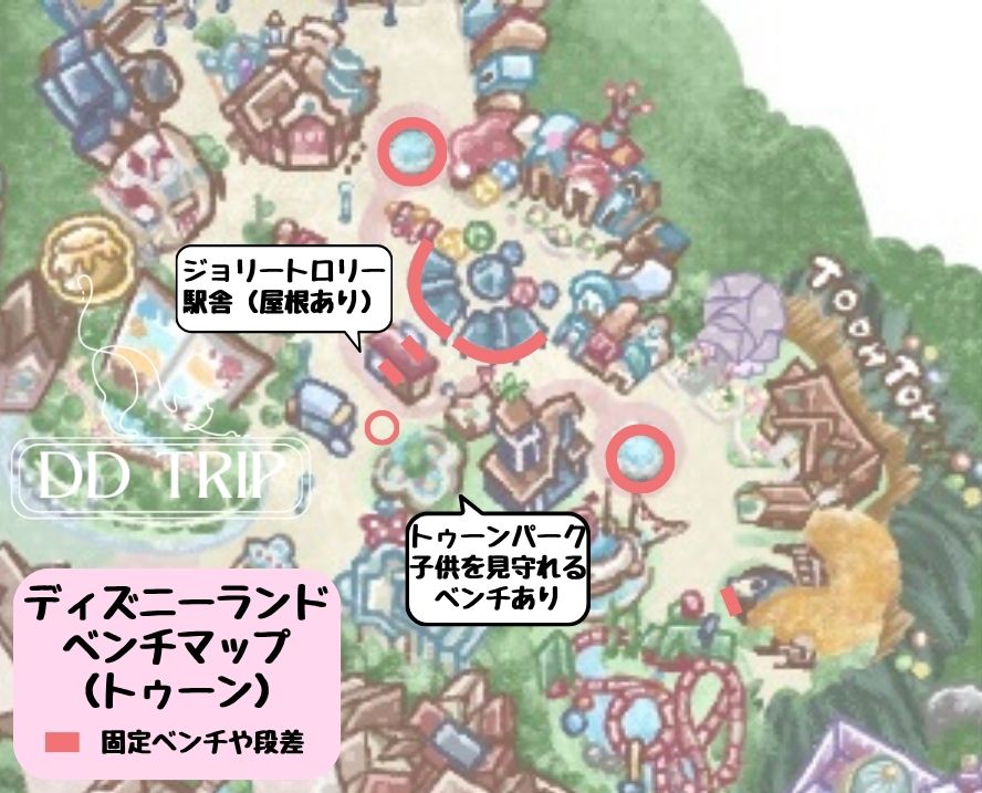 ディズニーランドベンチマップ(トゥーンタウン)
