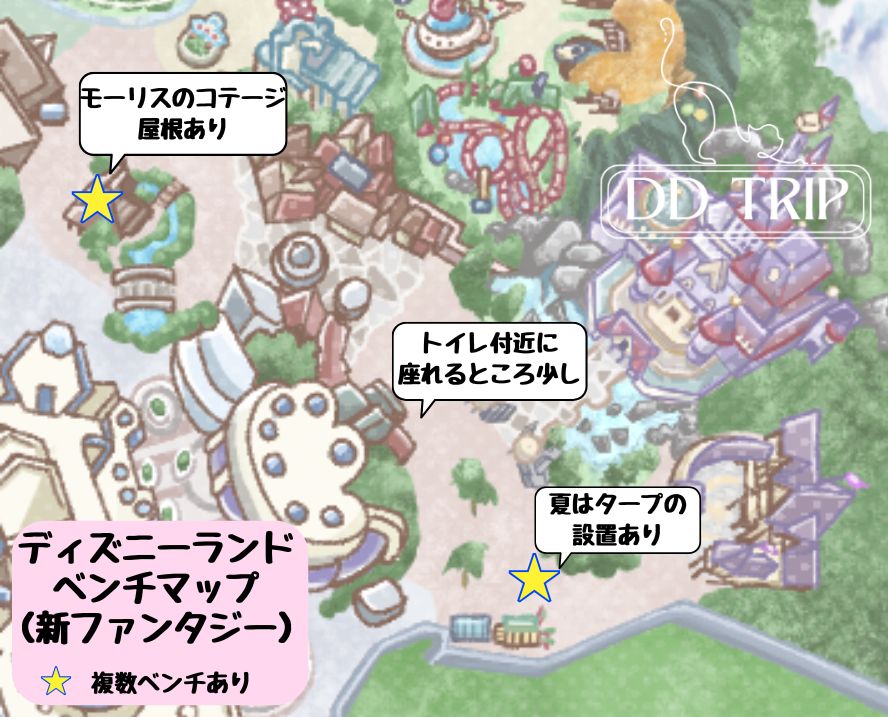 ディズニーランドベンチマップ(新ファンタジーランド)
